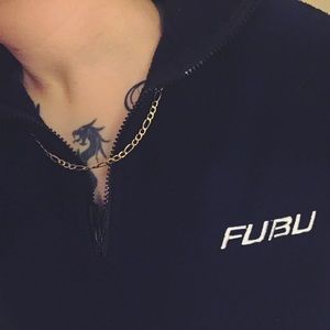 Navy Blue Vintage Fubu Fleece Jacket Size Medium